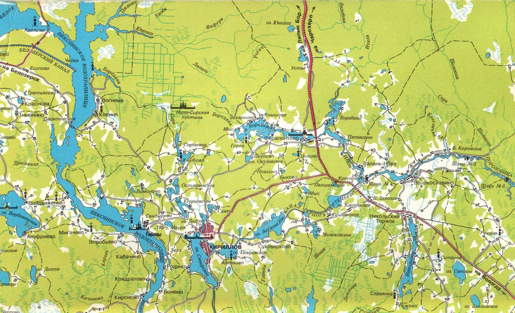 Карта рек и озер вологодской области